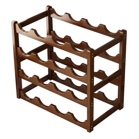Bamboo Wine Rack Holder Bar Cabinets Stackable Storage Cube Tabletop for Champagne Multilayer DIY Assembled Natural Wood Bottle Holder for Kitchen