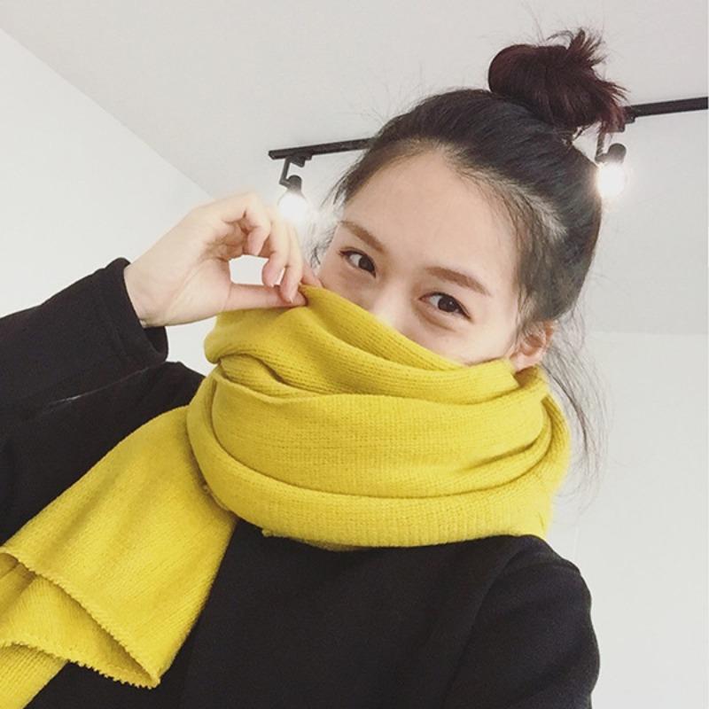 Warm scarf versatile autumn and winter solid color imitation cashmere knitted women's cold protection thickened winter versatile scarf
