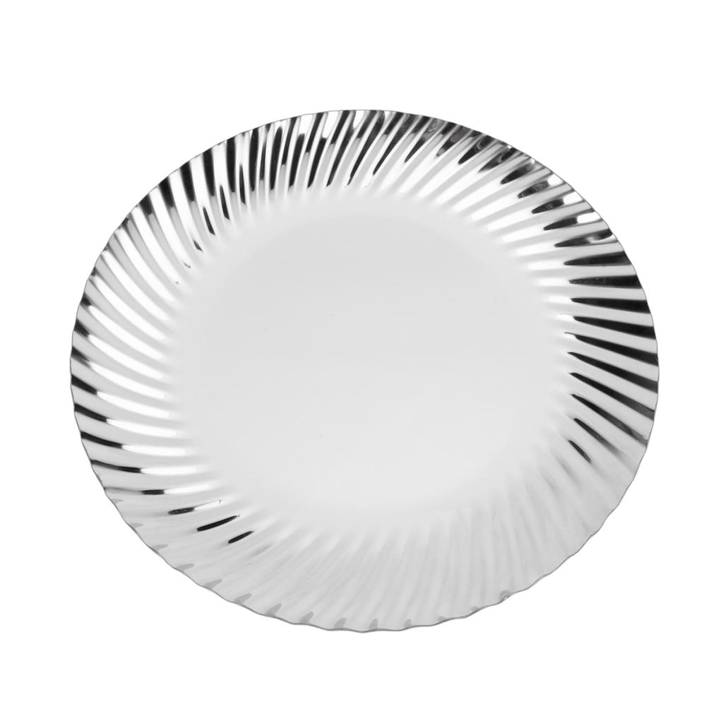 Dinner Plate Server Stainless Steel Vintage Design Multifunctional Fruit Snack Dessert Tray for Wedding Party 25cm