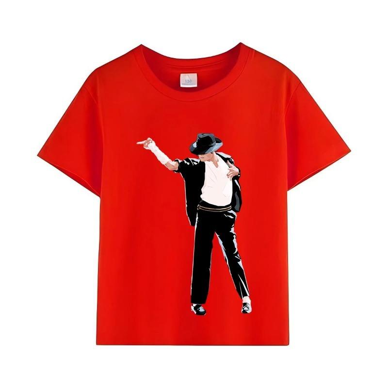 Kids Michael Jackson Rock N Roll T-Shirt Children's Fashion Crew Neck Top Summer Casual Clothes for Baby Boys And Girls