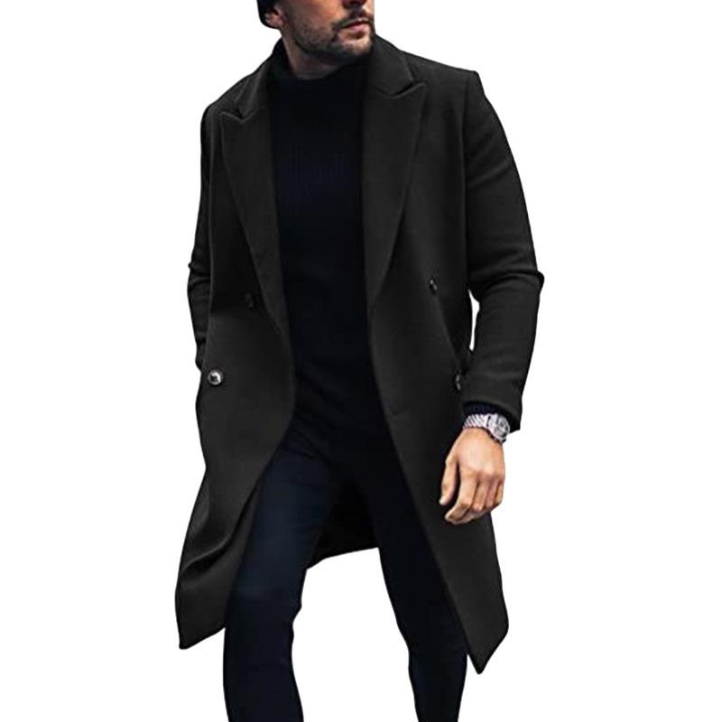 New woolen coat men's thickened coat woolen trench coat wish