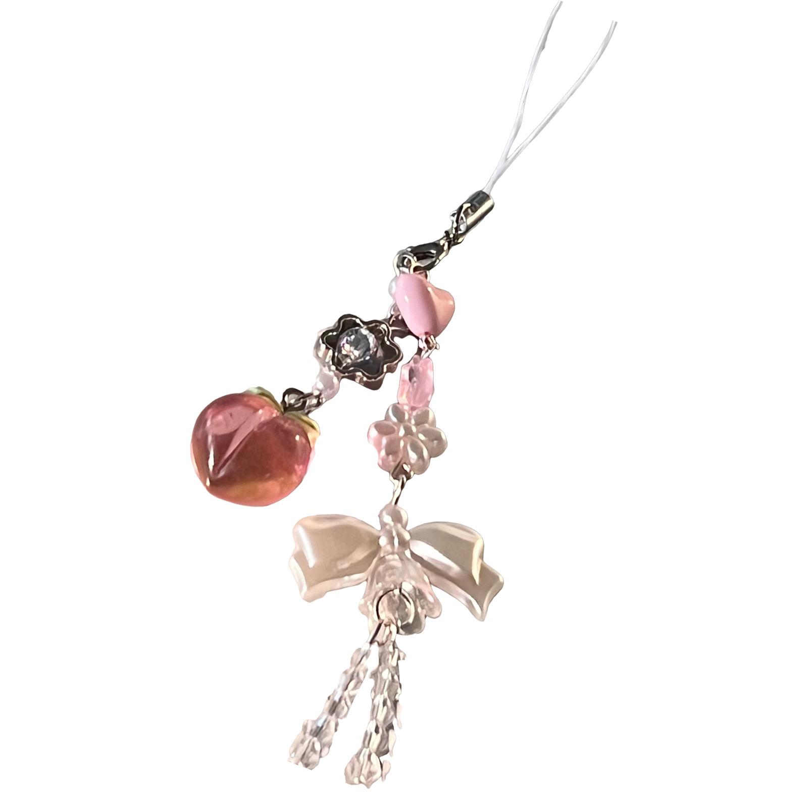 

Уникальный подвесной аксессуар для телефона Маленький шарм для телефона в виде сердца Персиковый кулон для телефона Шнурок для телефона Подходит для повседневного ношения