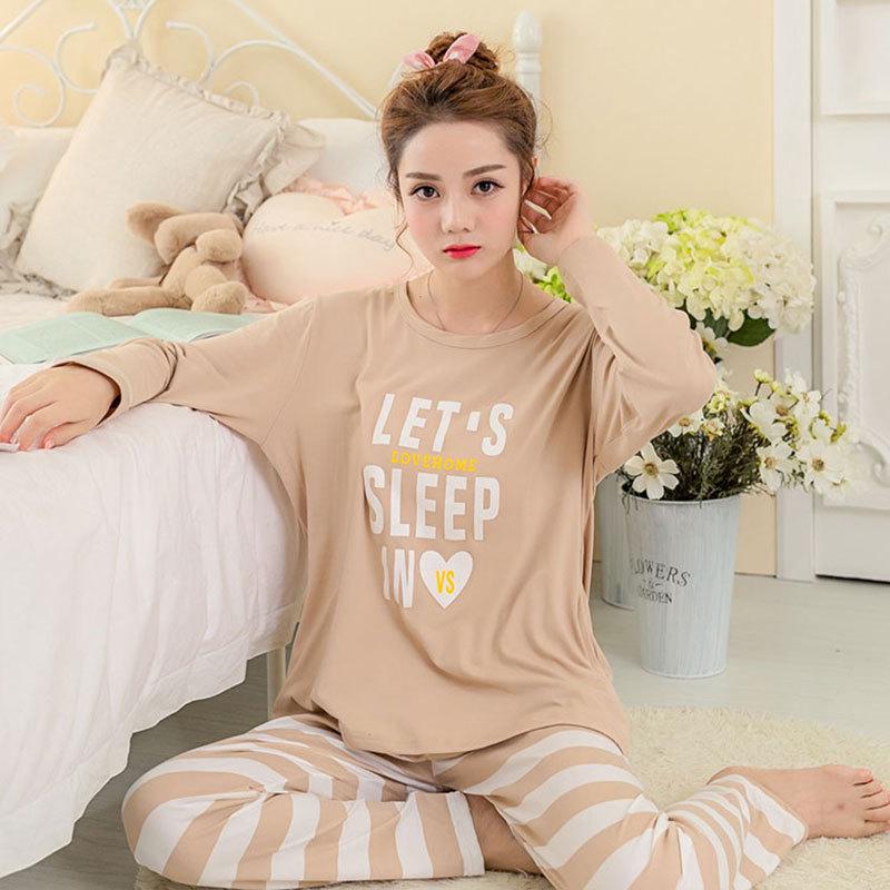 Niedliches Cartoon Damen Pyjama-Set: Rundhalsausschnitt, lange Ärmel, lange Hose – Bequem, vielseitig, perfekt für zu Hause oder draußen im Herbst und Winter