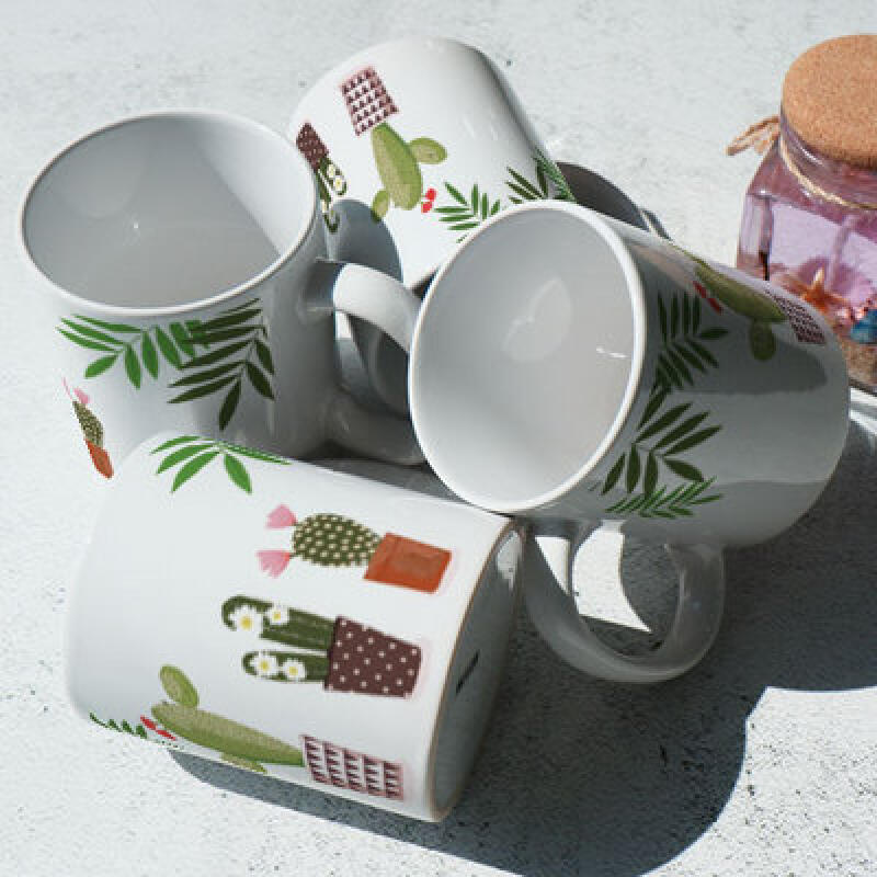 pa322-Design Mug 4p-Botanical Cactus Flower Pot