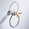 Chrome Gold Towel Ring, Crystal Hand Towel Holder Polished Brass Bling Towel Bar Bathroom Accessories Wall Mounted EL854-80
