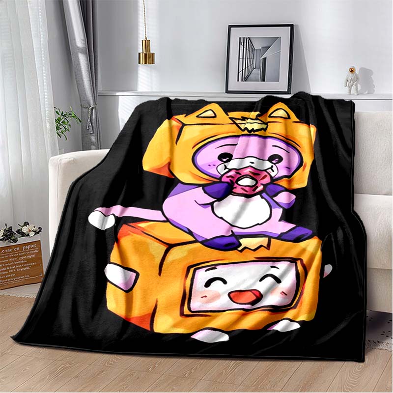 Happy Rocky And Foxy i Boxy Lankybox miękki pluszowy koc, flanelowy koc rzut koc do salonu sypialnia kanapa z funkcją spania piknik