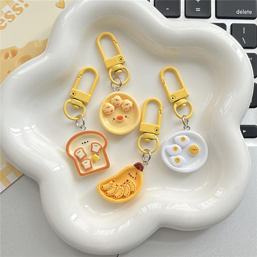 Cute Fun Simulation Food Toys Breakfast Plates Key Pendants Girlish Hearts Backpacks Accessories Couple's Best Friend Gifts
