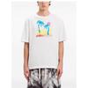 25S Cross-border European and American Tide Brand Palm Angel Sunset Palm Tree Flame Letter Short-sleeved T-shirt Men's and Women's High Street 
