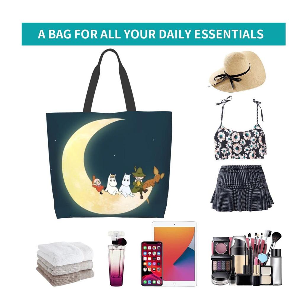 Moomin Tote Large Capacity Tote 50cm Wide X 40cm High X 15cm Perfect for Use As a Makeup Eco Convenience Store or Shopping Lightweight and Durable