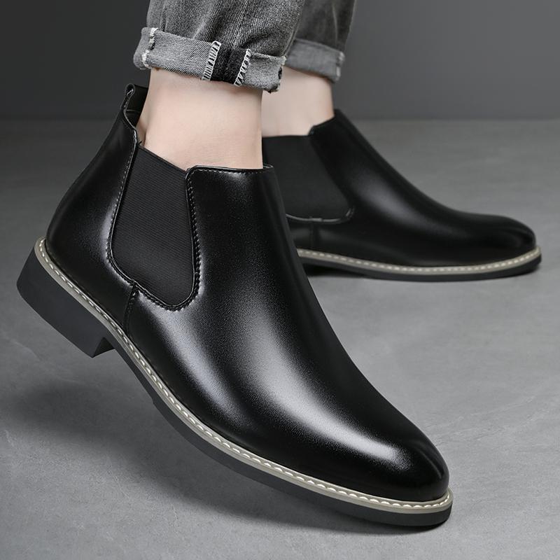 Fashion 2025 New Men's Slip On Chelsea Boots Casual Leather Ankle Boots Comfortable Men Loafers Handmade Mens Slip On Walking Shoes