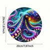 Metal Tin Sign Colorful Octopus Wall Art Durable Round Decor for Home Garden