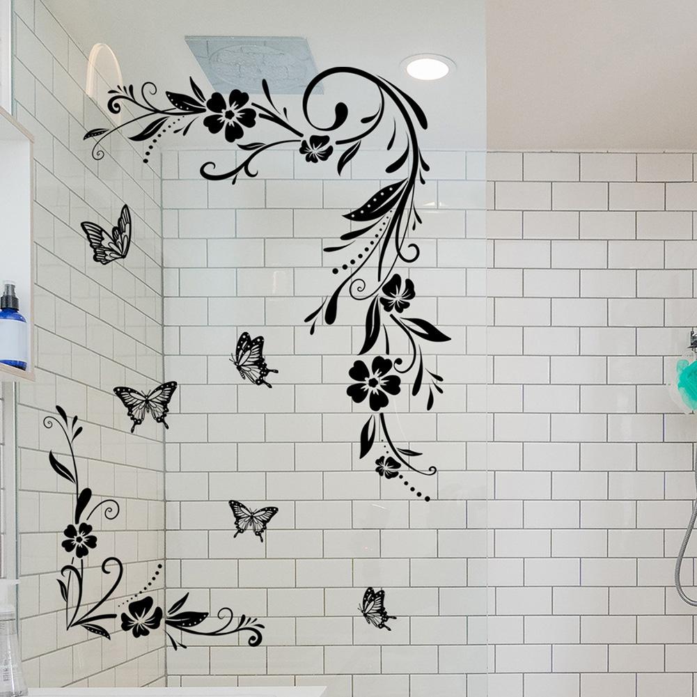 Vine Flowers Butterfly Trees Plants Art Wall Stickers Floral Garden Wall Decals Personalized Home Decoration Household DIY Suppl