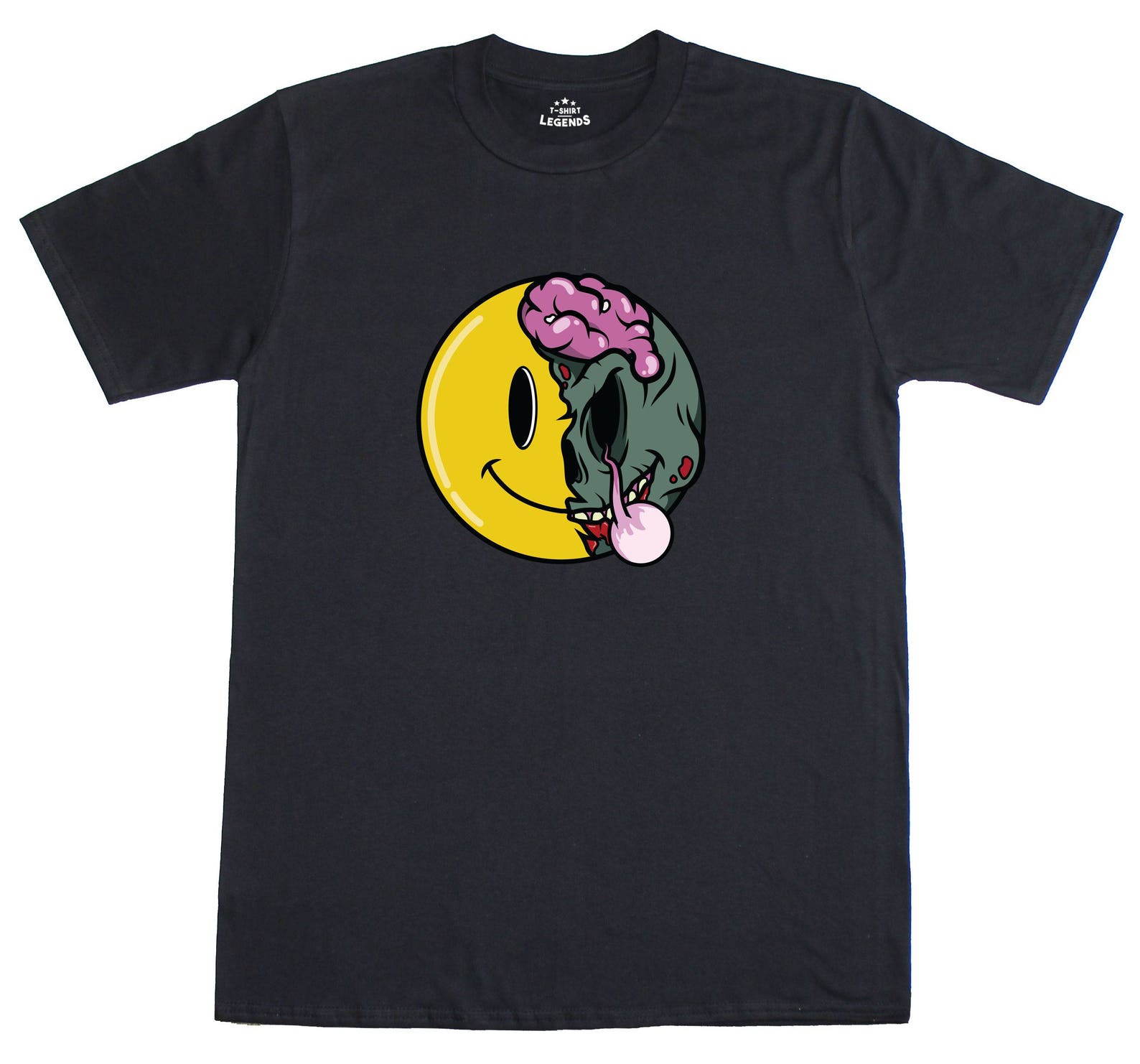 Zombie Emoji Smiley Face Horror Halloween Funny Mens Cotton T Shirt S