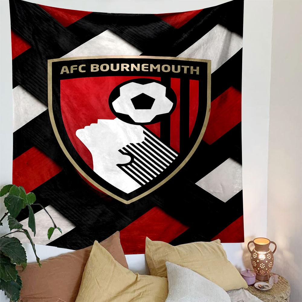 AFC Bournemouth Logo Soccer Tapestry Patterned Tapestry Decorative Wall Hanging, Home Bedroom Living Room Decor