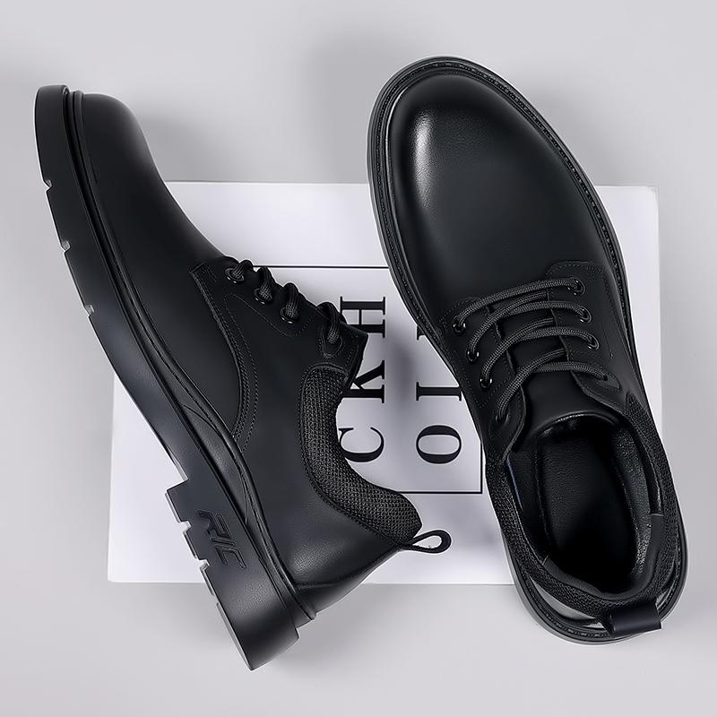 WAERTA Herrenstiefel Britische Arbeitsstiefel Low-Top Flache Herren Arbeitsschuhe Vielseitige Herren Freizeitschuhe Retro Motorrad Echtlederschuhe