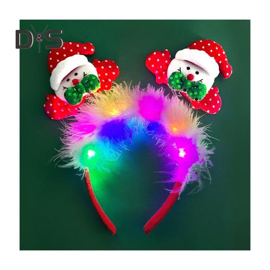 Women Girl Hair Hoop LED Christmas Reindeer Santa Claus Decor Headband Cartoon Style Cosplay Headband Photography Props