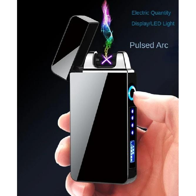 Hot Boutique Creative Portable Windproof USB Strong Pulse Double Arc Lighter Rechargeable Touch Sensor Fashion Ignition Tool
