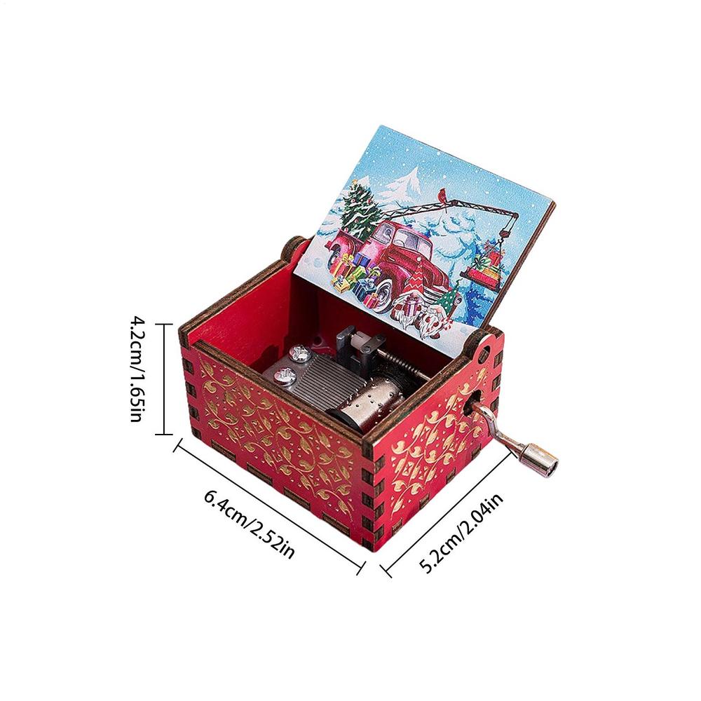 Hot Wooden Hand Crank Music Box Fantastic Christmas Music Box Wooden Carved Music Boxes Christmas Birthday Gift Home Decor