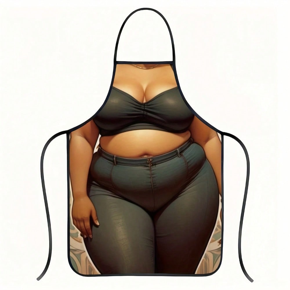 

Funny 3D Print Apron, Sexy Curvy Woman Body Illusion Kitchen Bib, Novelty Gag Cooking Apron, Bachelor Party Gift 38X47cm(15X19in)