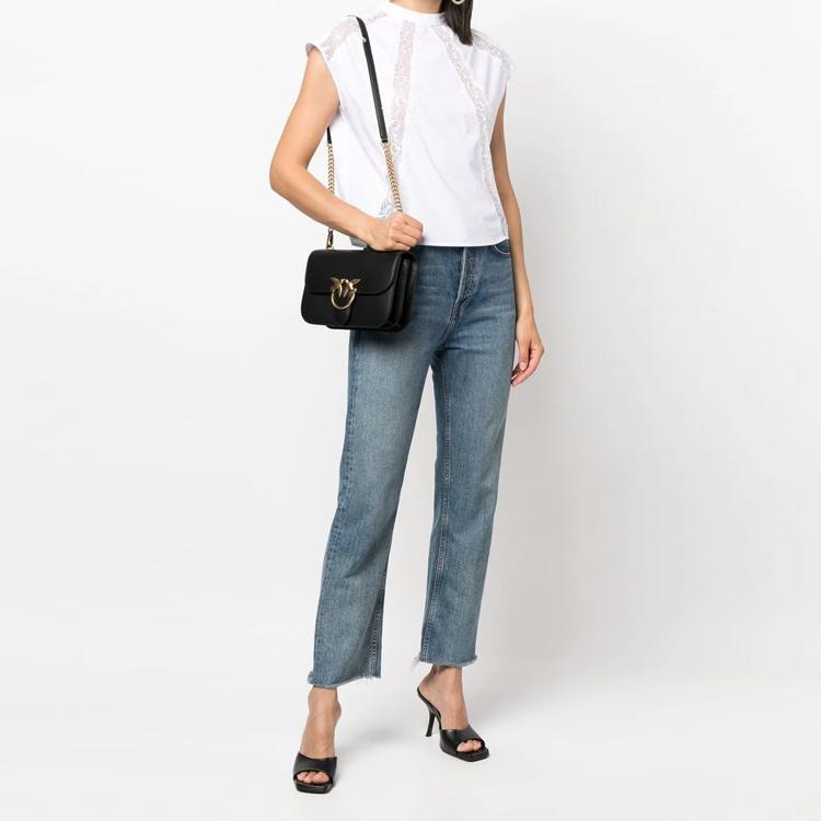 New PINKO Calfskin Shoulder Bag Women's Black 1P22U1-Y5H7-Z99Q