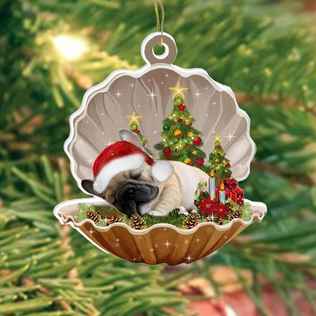 Christmas Tree Hanging Ornament Acrylic Pendant Car Photo Prop Sleeping Puppy Charm for Winter