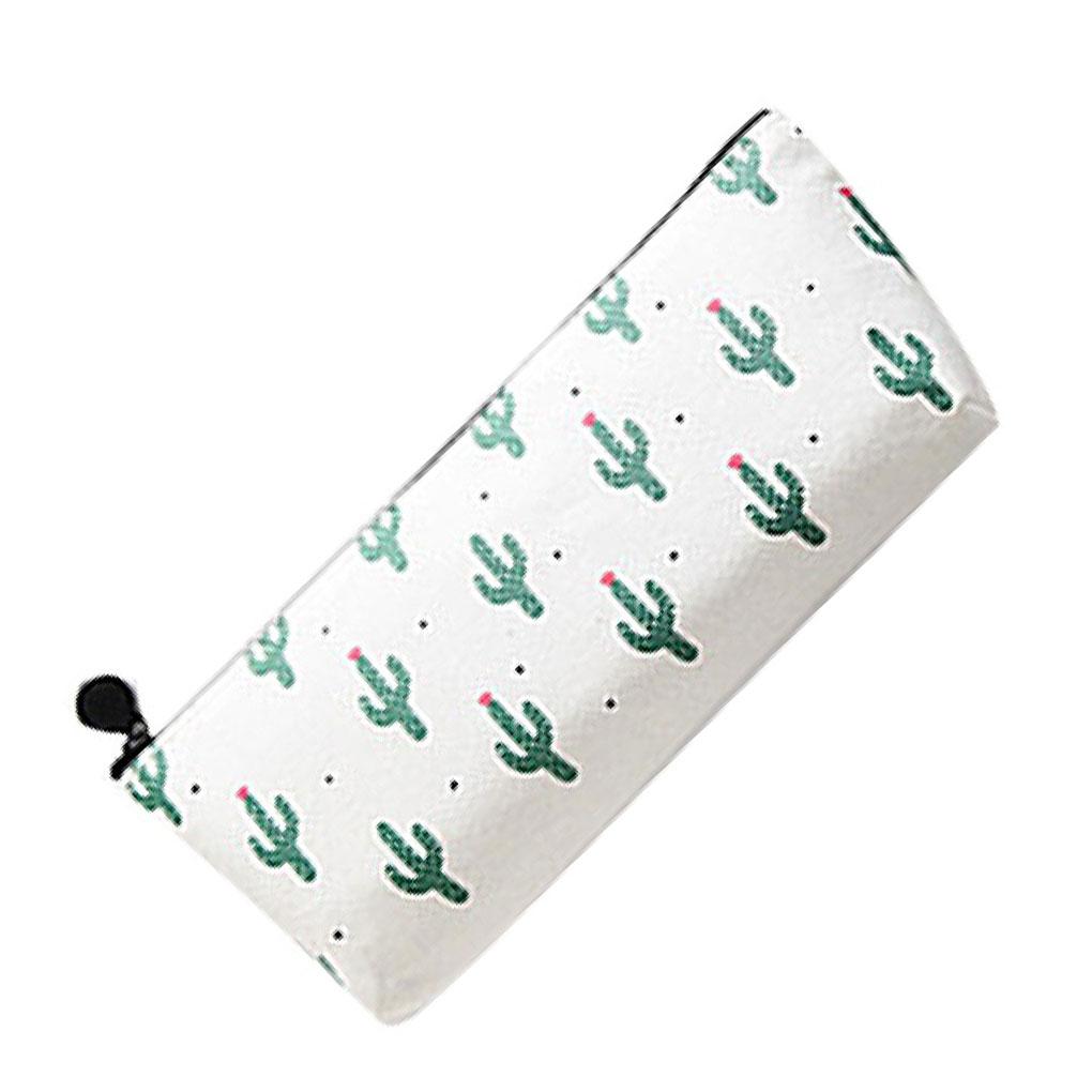 Cactus Flowers Canvas Pencil Stationery Case Box Cosmetic Makeup Pouch Bag