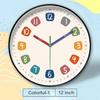 Colorful Early Education Wall Clock Mute Round Electronic Color Clock Punch-free Minimalist Learning Wall Hanging Clock Home