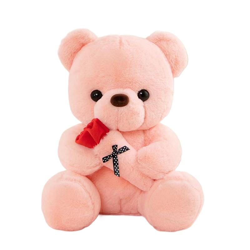 1/2/3PCS 25cm/9.84Inch Cute Rose Teddy Bear Plush Toy Small Stuffed Doll Soft Plushie for Girls Romantic Valentine Day Gift
