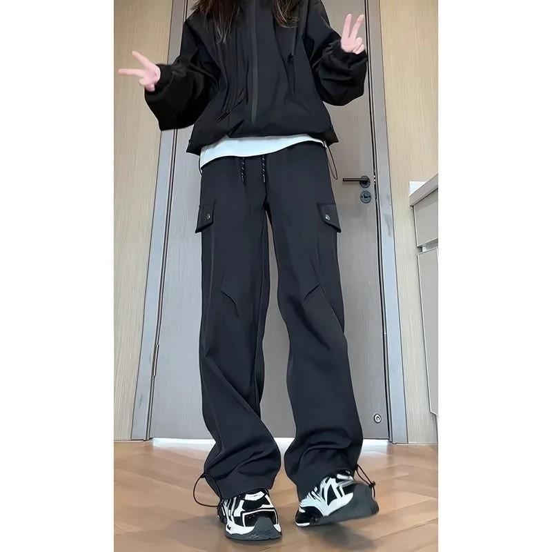 

Мужские весенние спортивные водонепроницаемые брюки Rushing, красивые прямые свободные повседневные рабочие брюки M чёрный