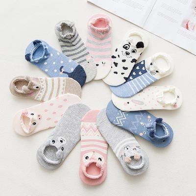 Summer Invisible Socks Slipper Non-slip Cartoon Women Socks Cotton Boat Socks No Show Socks