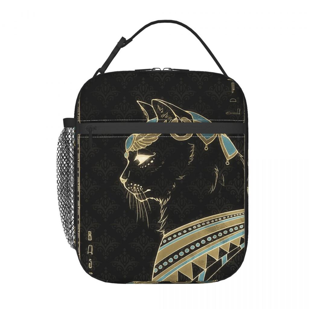 Egyptian God Ancient Egypt Bastet Cat Insulated Lunch Bag for Kids Cooler Thermal Food Box Tote Portable Lunch Boxes Container