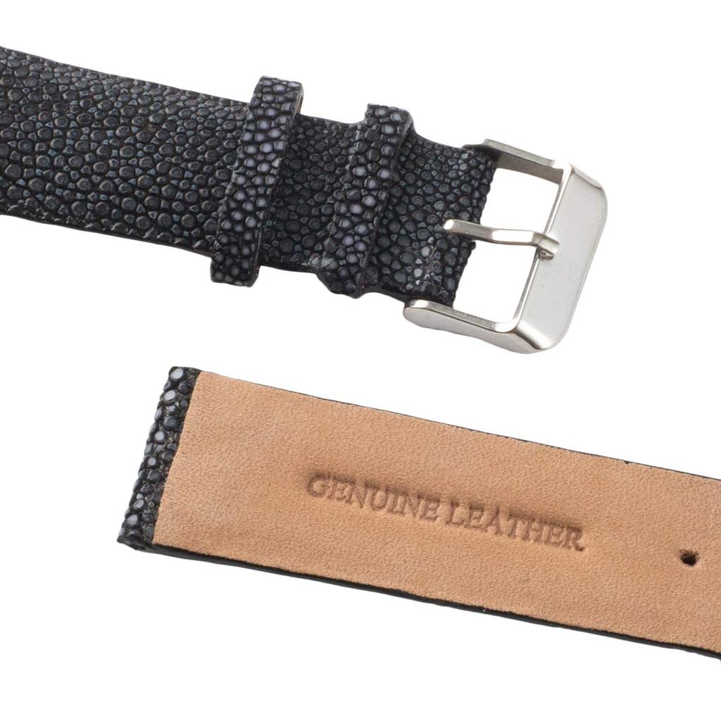 Stingray Leather Watch Band Belt Black 22mm Spring Bars Spring Bar Remover Included [Revetta] [089-1stb22]