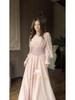 Retro Long Sleeve Waist-Cinching Fairy Dress 2025 - European and American Spring Style