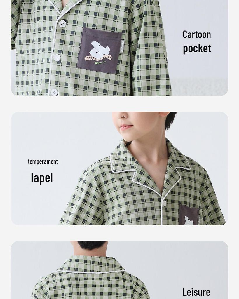 Chlapčenské bavlnené pyžamo Lulu Cow - Dlhý rukáv Domáce oblečenie na jeseň a jar (Deti a tínedžeri)