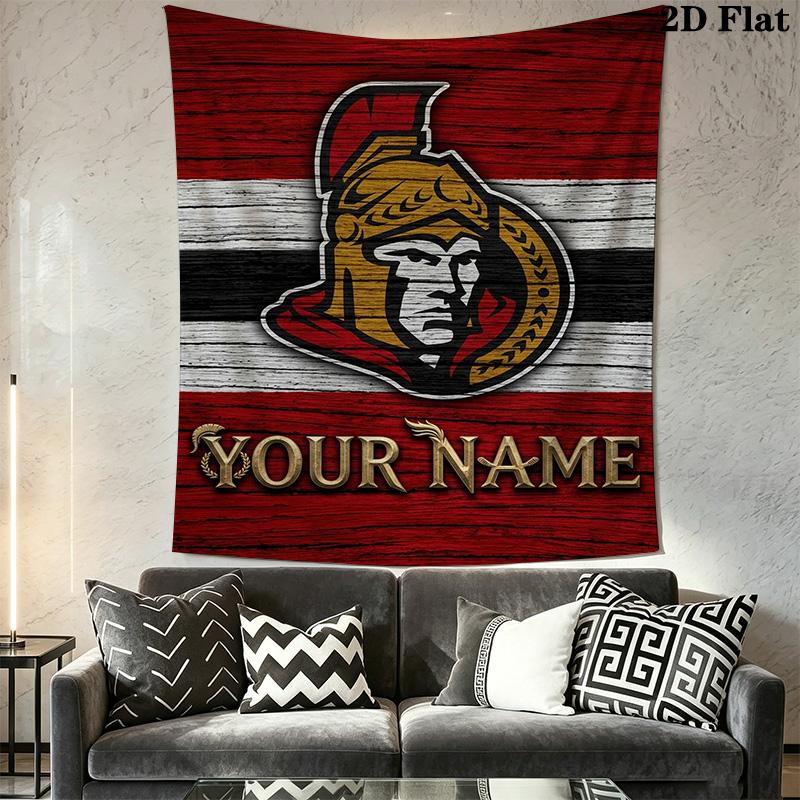 Name Custom Ottawa Senators Wall Tapestry Aesthetic Wall Hanging Printed Fabric Blanket Decorative Tapestries for Bedroom Living Room Home Decor