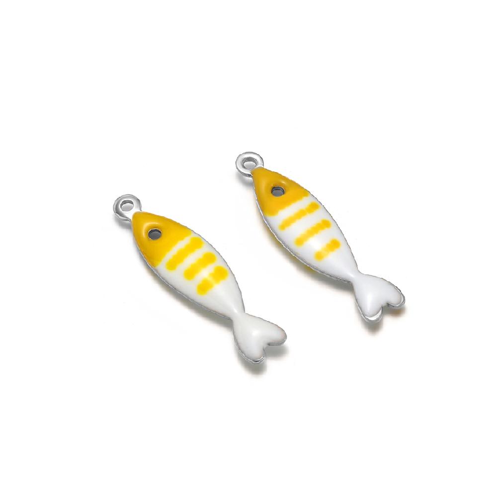 20pcs Stainless Steel Gold Color Enamel Little Fish Charms Pendants for DIY Jewelry Bracelet Necklace Findings Earrings Making