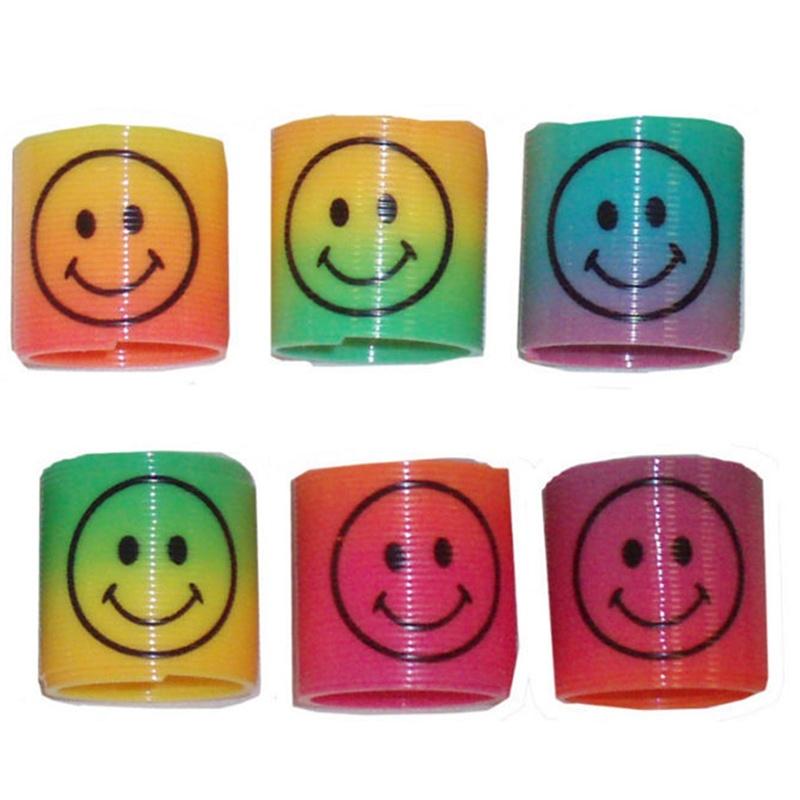 12x Mini Slinky Smiley Face Springs Rainbow Smiley Face Spring Party Bag výplně plastové