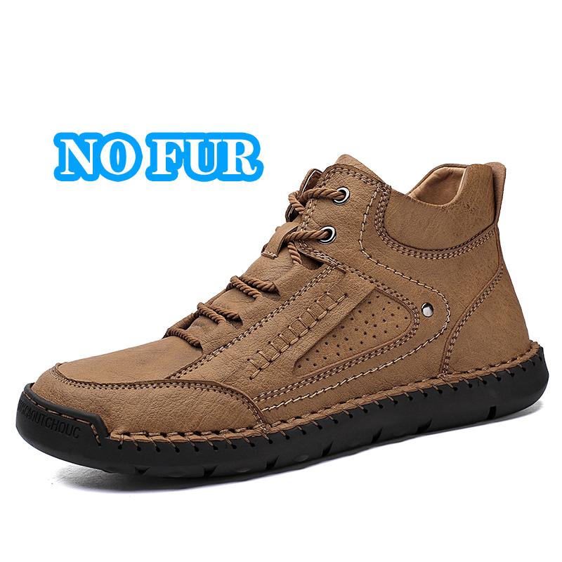 Comfy Leather Mens High Top Shoes Fashion Ankle Boots Classic Hiking Shoes Outdoor Man Driving Boots Non-Slip Casual Shoes Botas