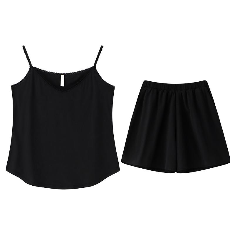 Damen Sommer Lycra Baumwolle Pyjama-Set mit integriertem BH - Camisole-Stil, Leicht, Frisch und Lässige Hauskleidung.