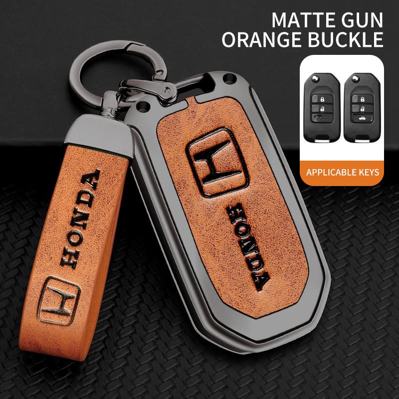 Zinc Alloy Leather Car Key Case Cover For Honda Civic Accord City Odyssey CR-V XR-V HR-V Vezel Jade Jazz Crider Auto Accessories