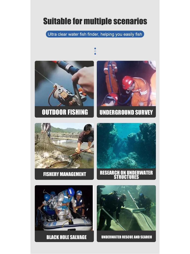 5" IPS HD Underwater Fishing Camera, 30m Depth, 8000mAh
