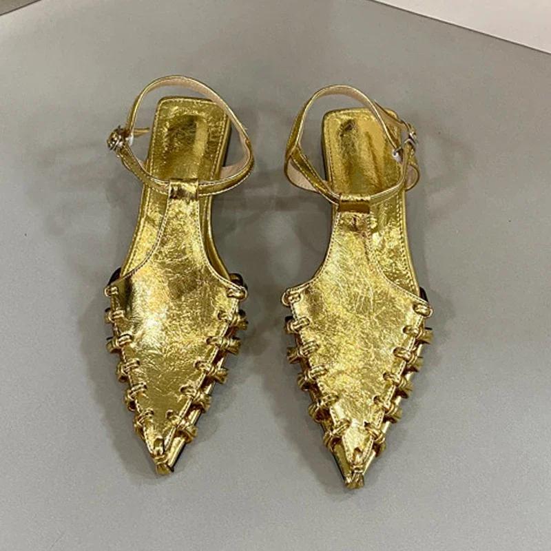 Módní ploché sandály s špičatou špičkou Dámské letní ležérní boty 2024 Módní nové pantofle Designérské plážové vycházkové Pohodlné trendy Dámské boty