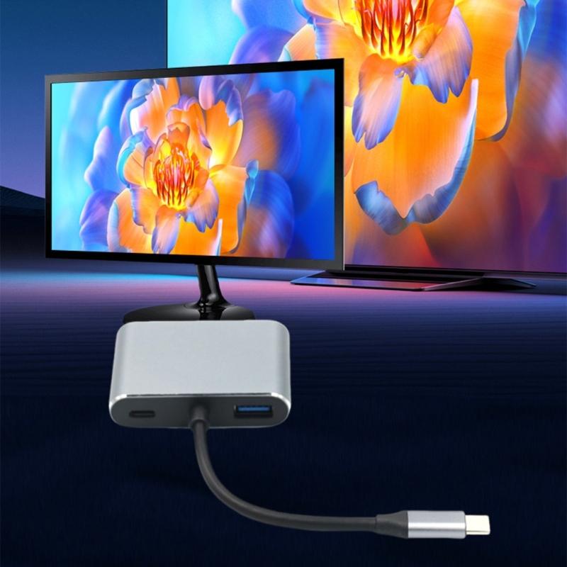 Multiports USB C To 4K 30Hz Adapter with VGA USB 3.0 Port & 100W Power Delivery Charging For High Speeded Data Transfer