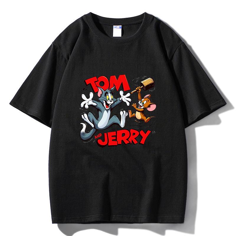 

M24 MINISO 2026 Summer Men Women Print Oversized T-shirt Casual Cotton Tee XS чёрный