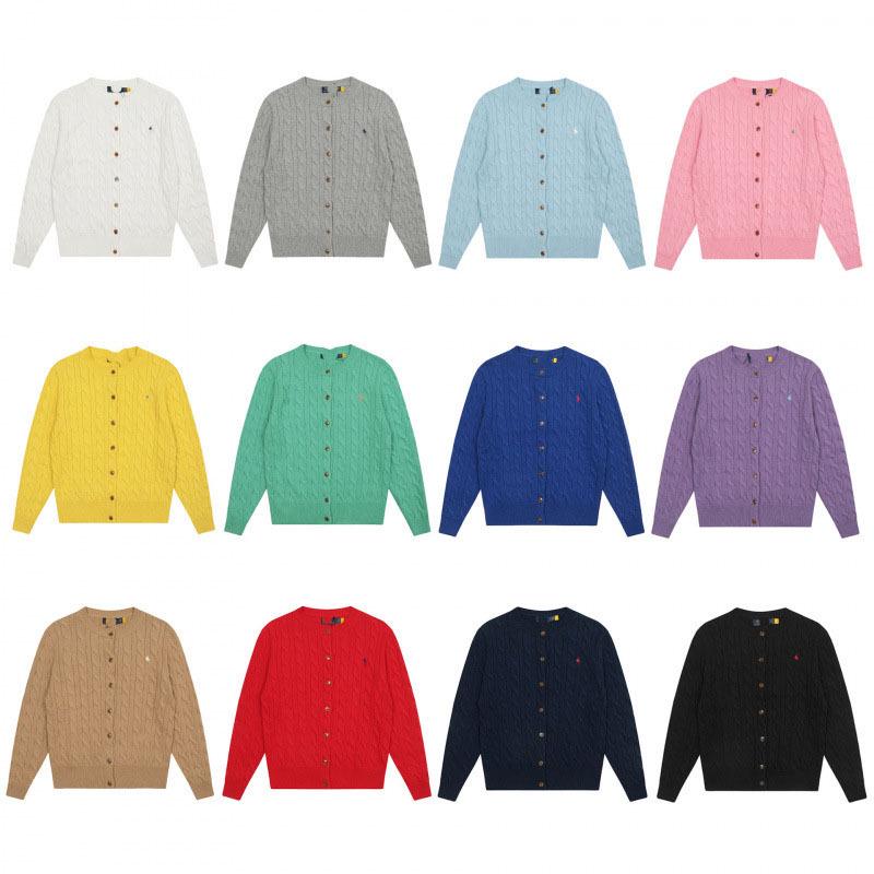 

Women s Cross-Border RL Pony Embroidered Round Neck Long Sleeve Knitted Cardigan Extra Large