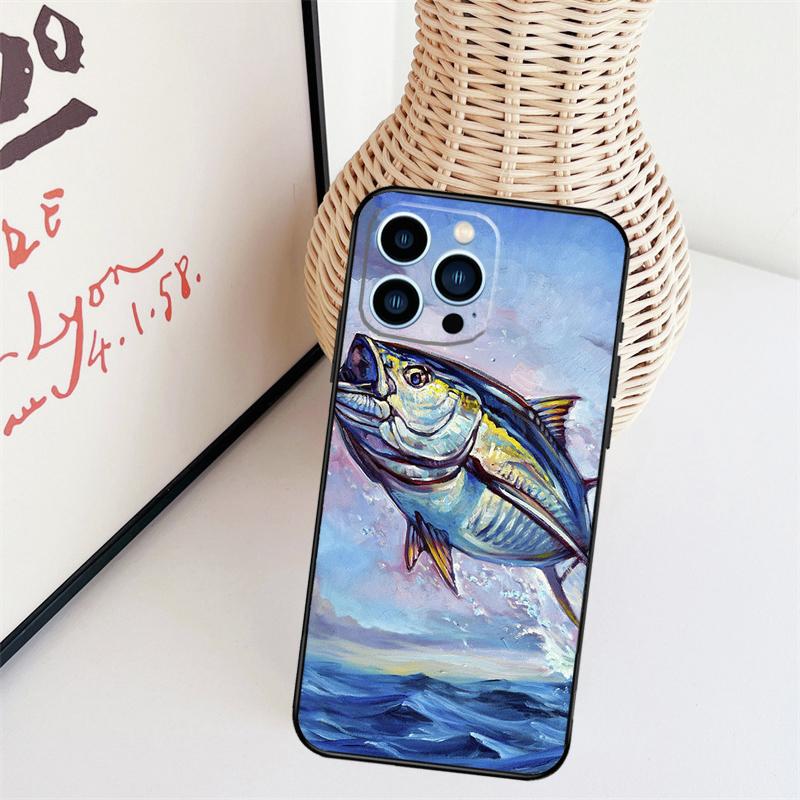 Blauflossen-Thunfisch Hülle Für iPhone 11 12 13 14 16 15 Pro Max Mini X XS Max XR Plus Cover Coque