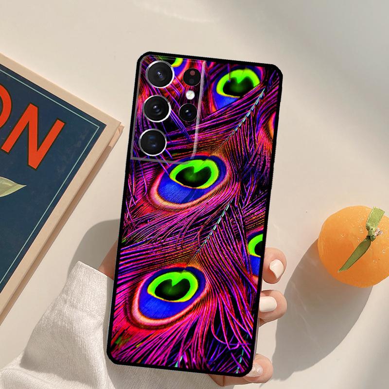 Pfauenfedern Handyhülle Für Samsung Galaxy S25 S26 Ultra S20 S21 S22 S23 S24 Plus S10 S25 FE Rückseite