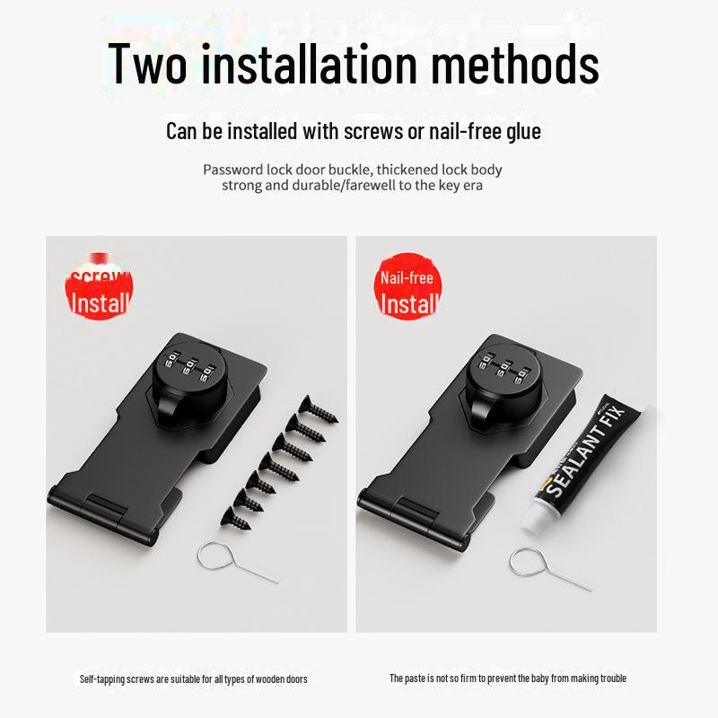 Încuietoare cu parolă antifurt pentru dulap și frigider - Nu necesită găurire, Compatibilitate cu deschidere dublă și dulapuri pentru dosare