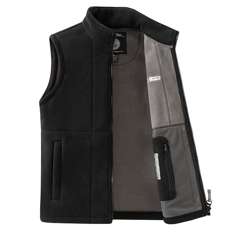 

European Multi-Pocket Fleece Vest - Thickened Velvet Vest for Douyin Live Stream 9818 M чорний