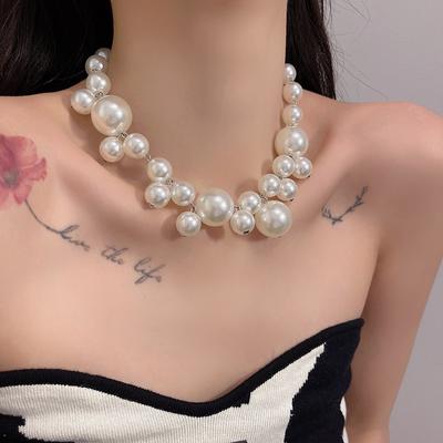 Collier de perles irrégulières hyperbole vintage chaîne de clavicule rétro française pour femmes filles collier pendentif élégant bijoux cadeaux